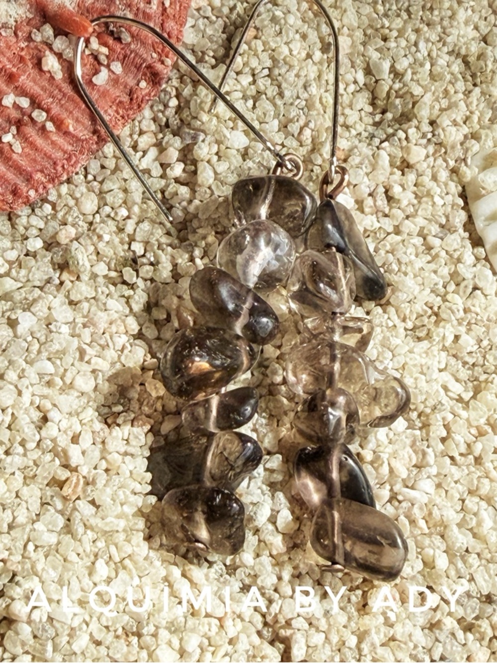 NEUTRAL + Smoky Brown Beaded Drop Earrings